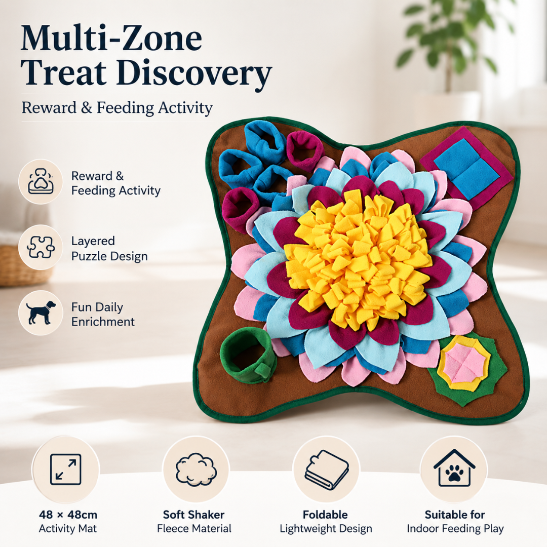Foldable Dog Snuffle Mat Interactive Feeding Puzzle Toy for Dogs - Brown