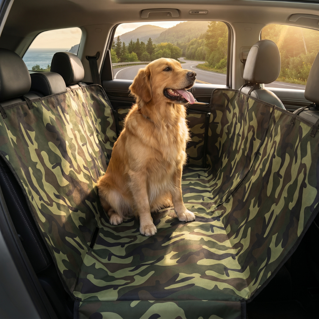 Waterproof Pet Travel Hammock Rear Seat Cover for Small Medium and Large Dogs - Camouflage