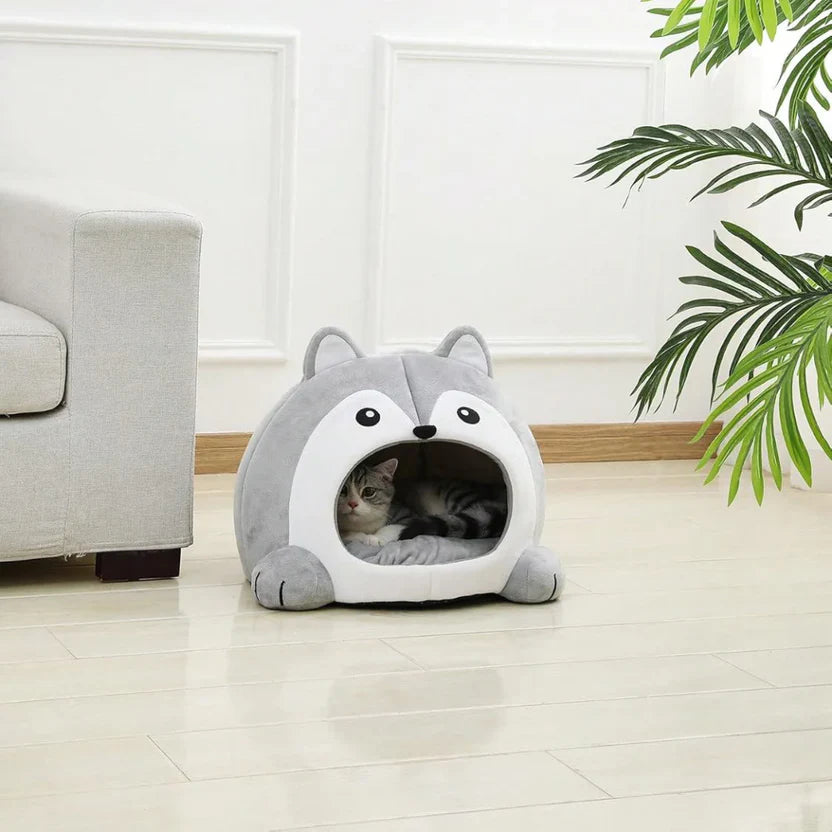 Indoor Plush Pet Cushion Lounger Bed for Cats and Small Dogs