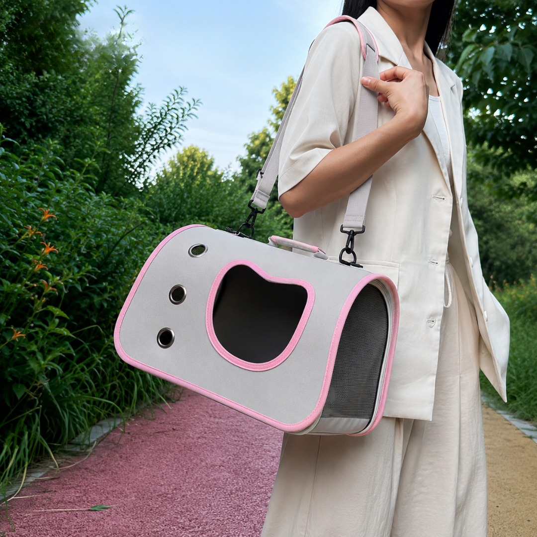 Portable Oxford Pet Carrier Bag Breathable Travel Bag for Small Dogs and Cats - Pink