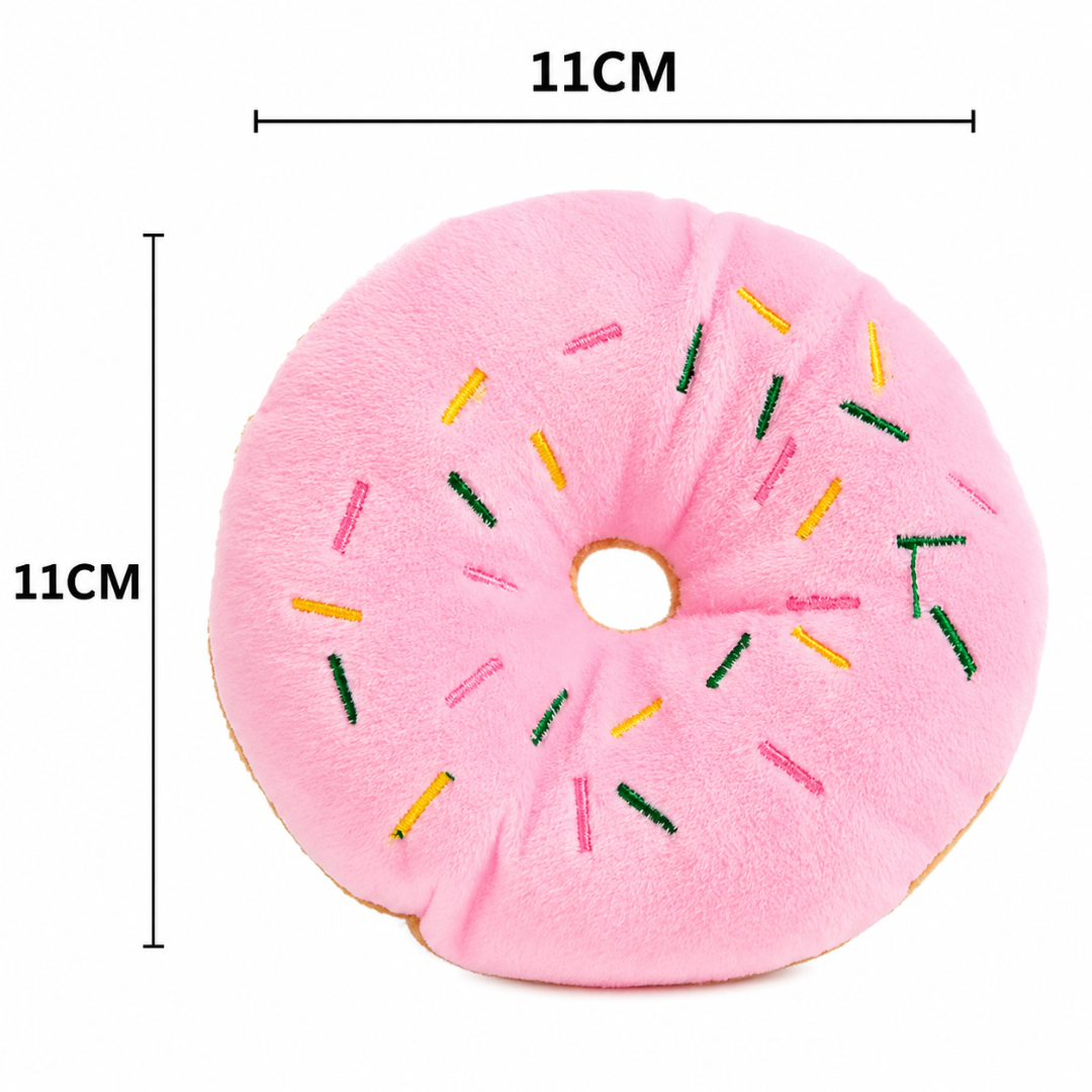 Plush Donut Dog Toy with Squeaky Sound Interactive Chew Toy for Small and Medium Dogs