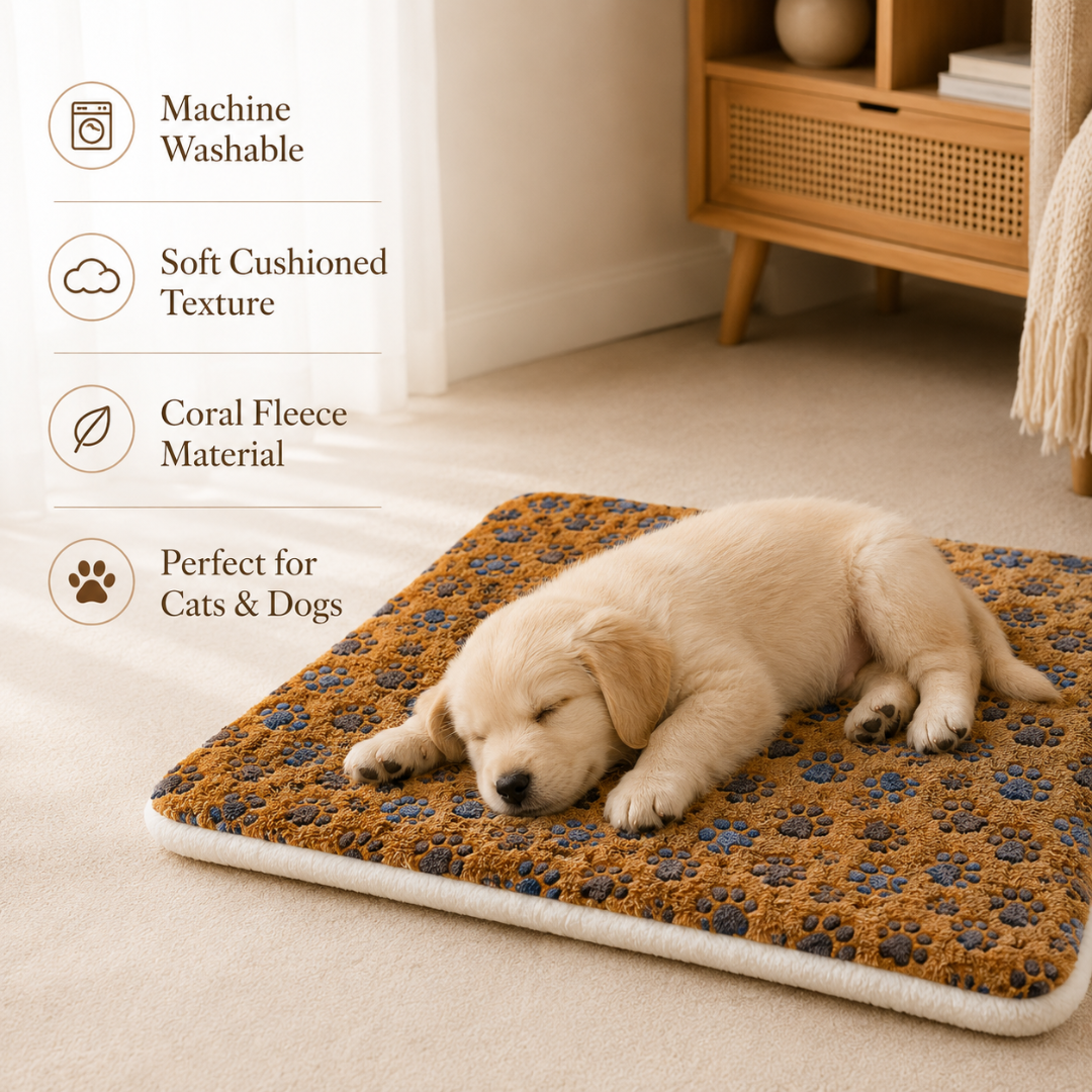 Washable Plush Pet Rug Cushion Mat for Small and Large Dogs - Brown