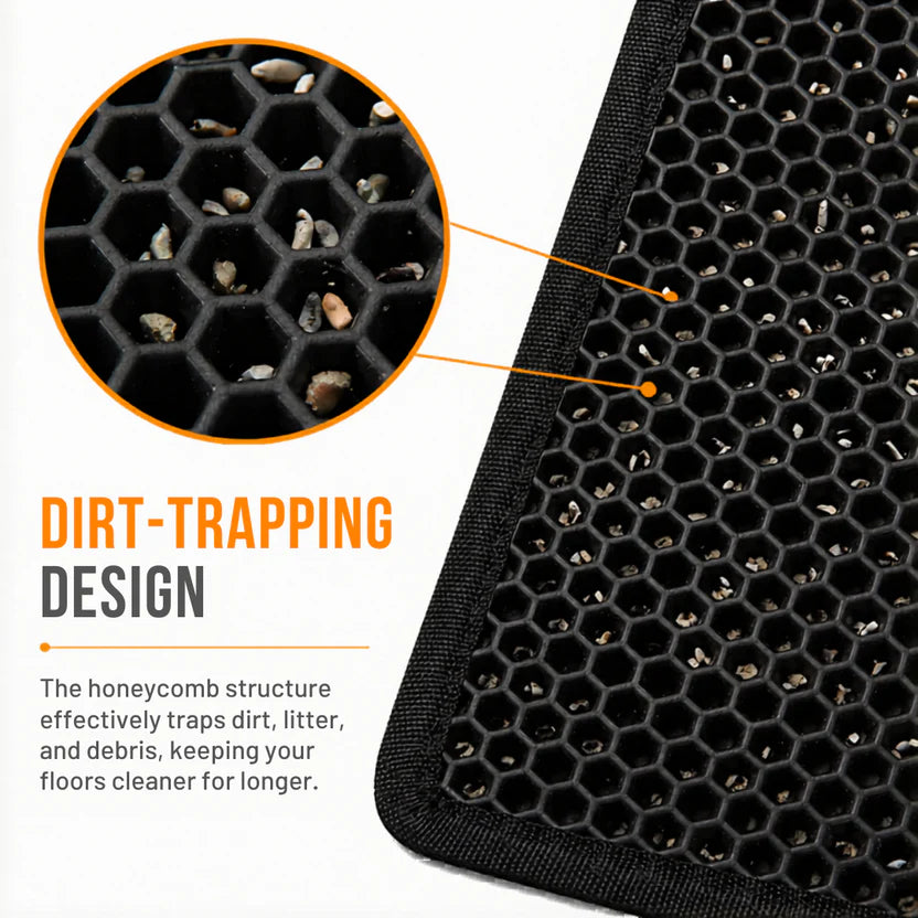 Double Layer Cat Litter Pad Waterproof Non Slip Pet Mat Easy Clean - Black