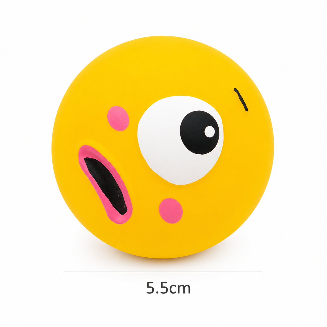 Bite Resistant Rubber Dog Ball Squeaky Toy for Fetch and Play - Yellow