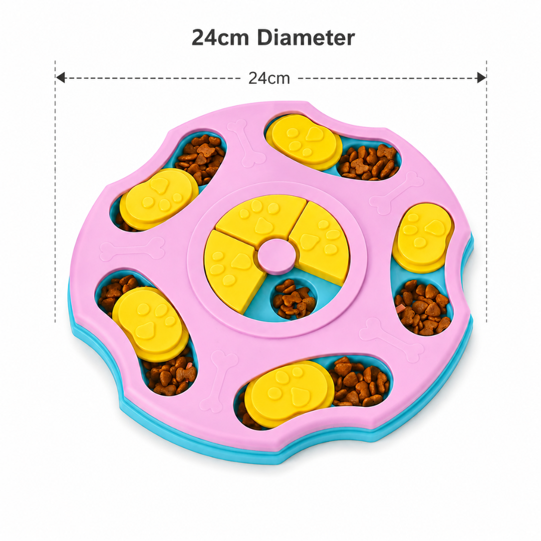 Interactive Slow Feeder Dog Bowl Non-Slip Food Puzzle Toy for Dogs and Cats - Pink