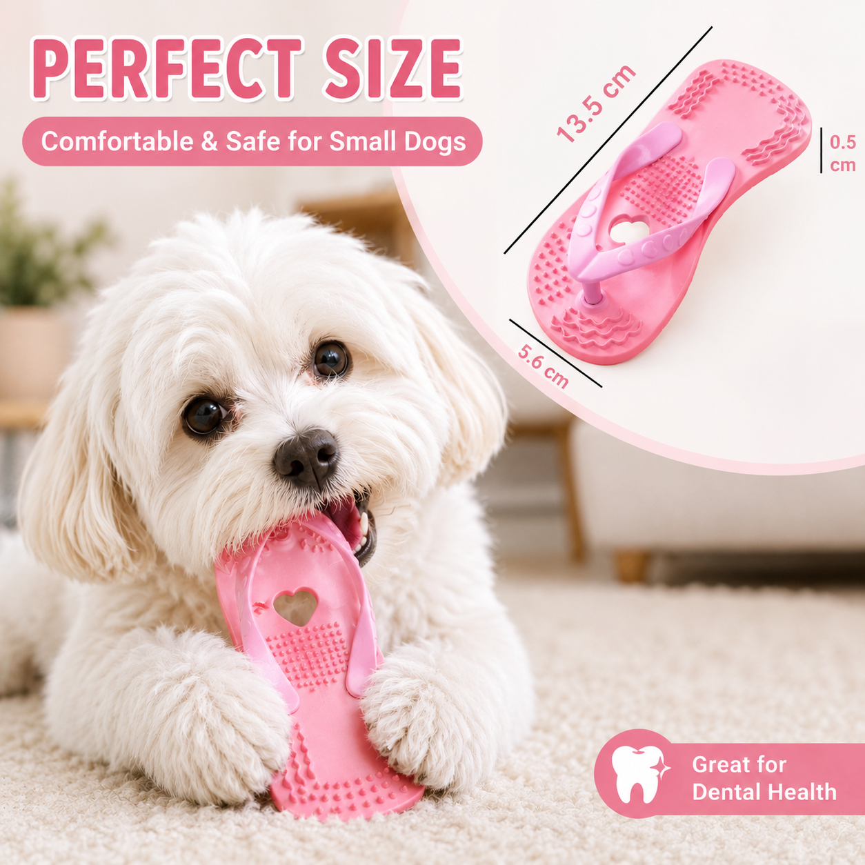 Pink Slipper Design Rubber Play Toy for Puppies and Small Dogs