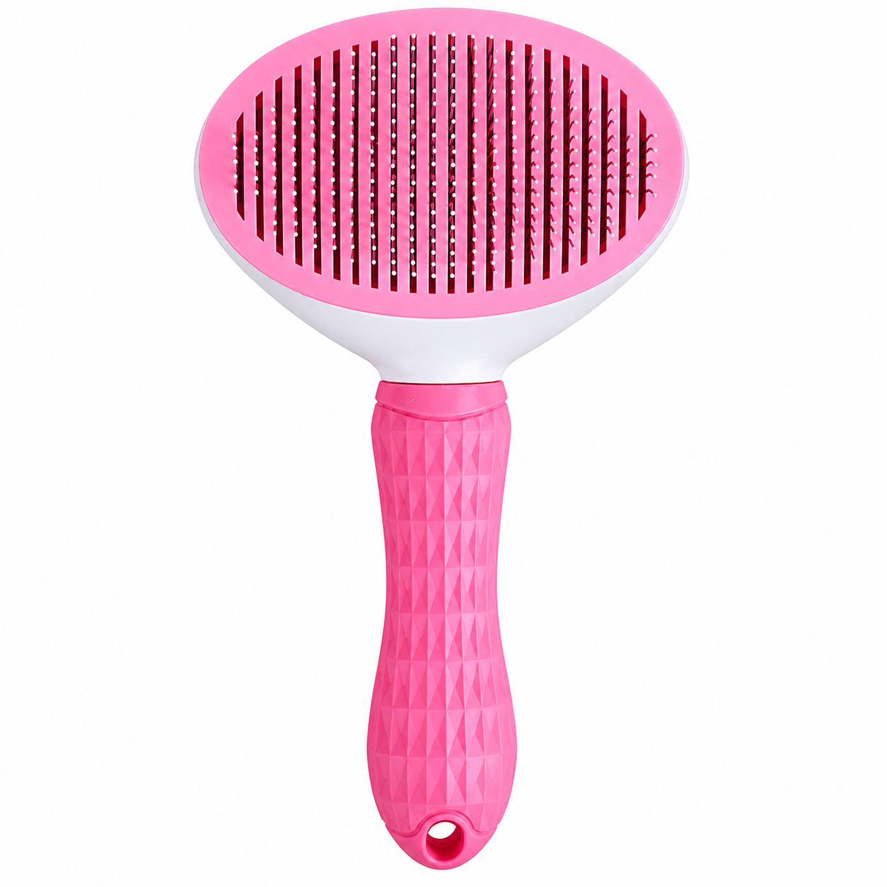 Pet Hair Removal Grooming Brush Self-Cleaning Slicker Comb for Dogs and Cats - Pink