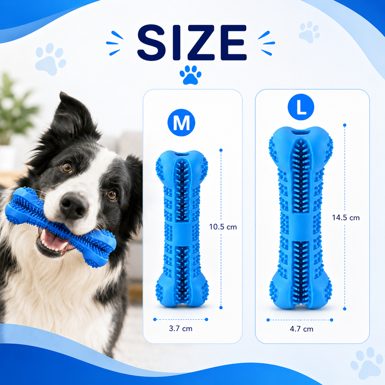 Pet Oral Care Chew Toy Soft Rubber Dog Toothbrush Stick with 360 Degree Cleaning Design - Blue