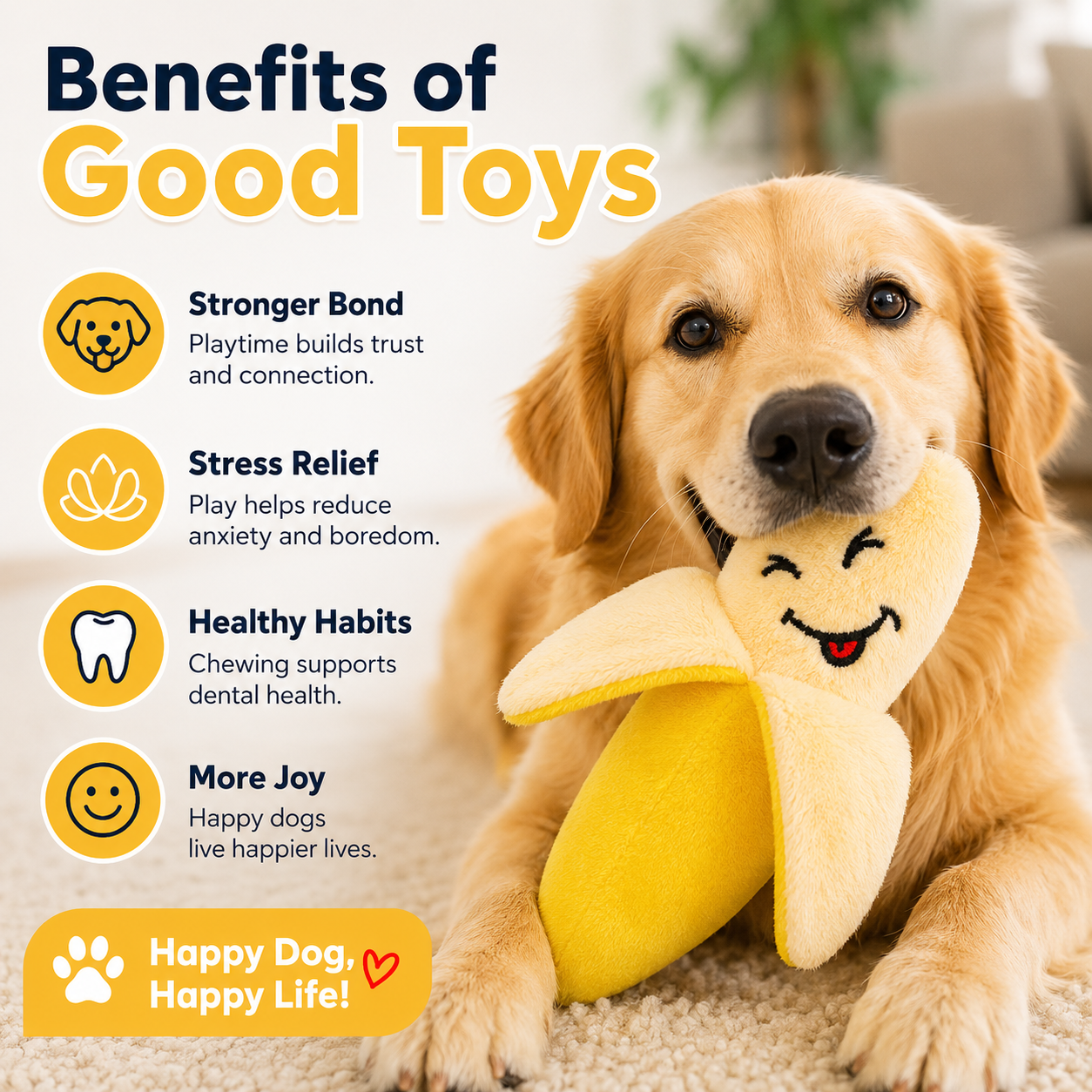 Banana Shaped Plush Squeaky Dog Toy