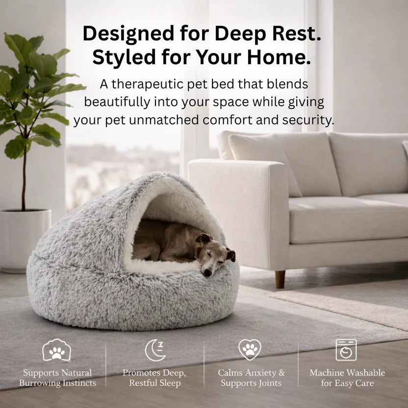 Round Plush Pet Bed 2-in-1 Covered Cat Nest Soft Cushion for Cats and Small Dogs - Grey
