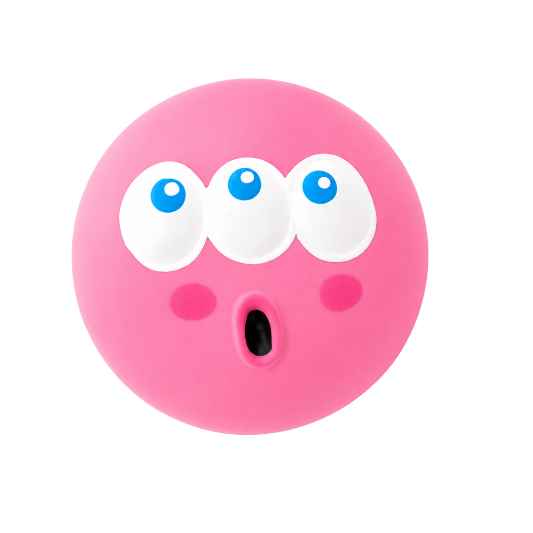 Squeaky Rubber Dog Ball Bite Resistant Chew Toy for Interactive Play - Pink