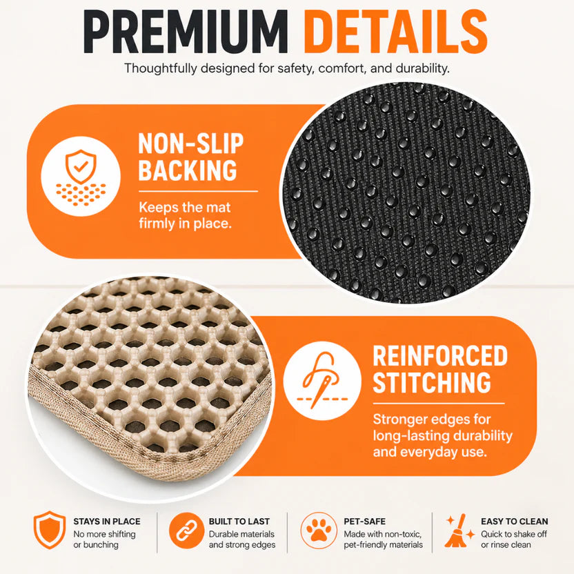 Litter Pad Waterproof Double Layer Non Slip Easy Clean Pet Mat - Khaki