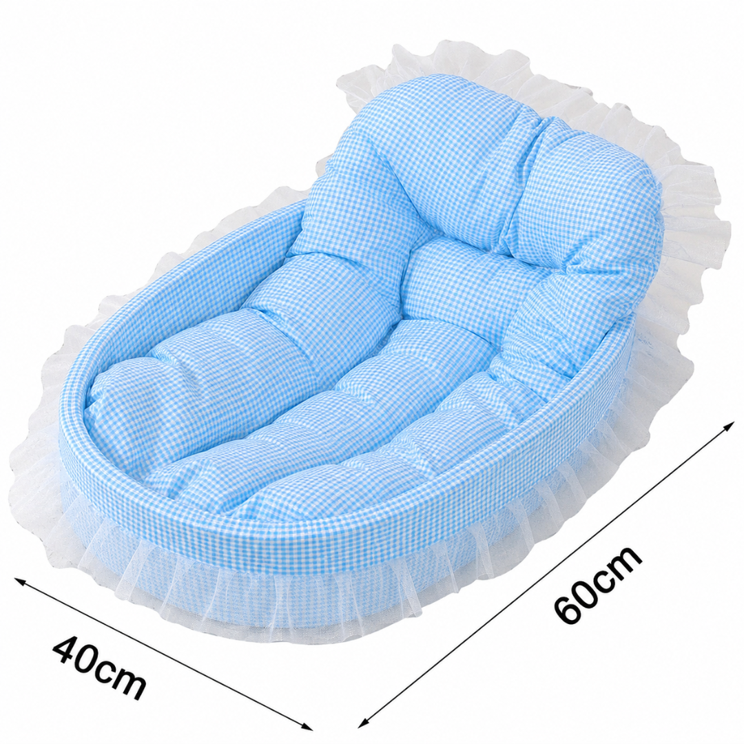 Round Pet Nest Cushion Bed Lightweight Indoor Mat for Cats and Dogs - Blue
