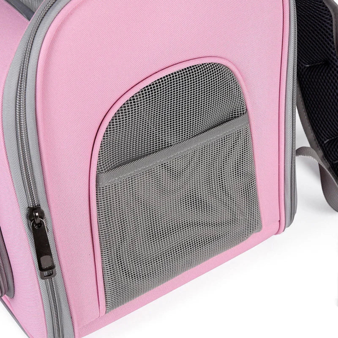 Portable Oxford Pet Backpack Carrier with Ventilation Mesh for Cats and Small Dogs - Pink