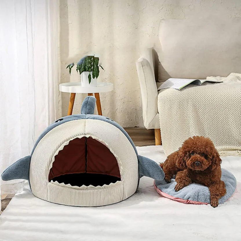 Indoor Cotton Pet Mat Soft Cushion Shark Bed for Cats and Small Dogs