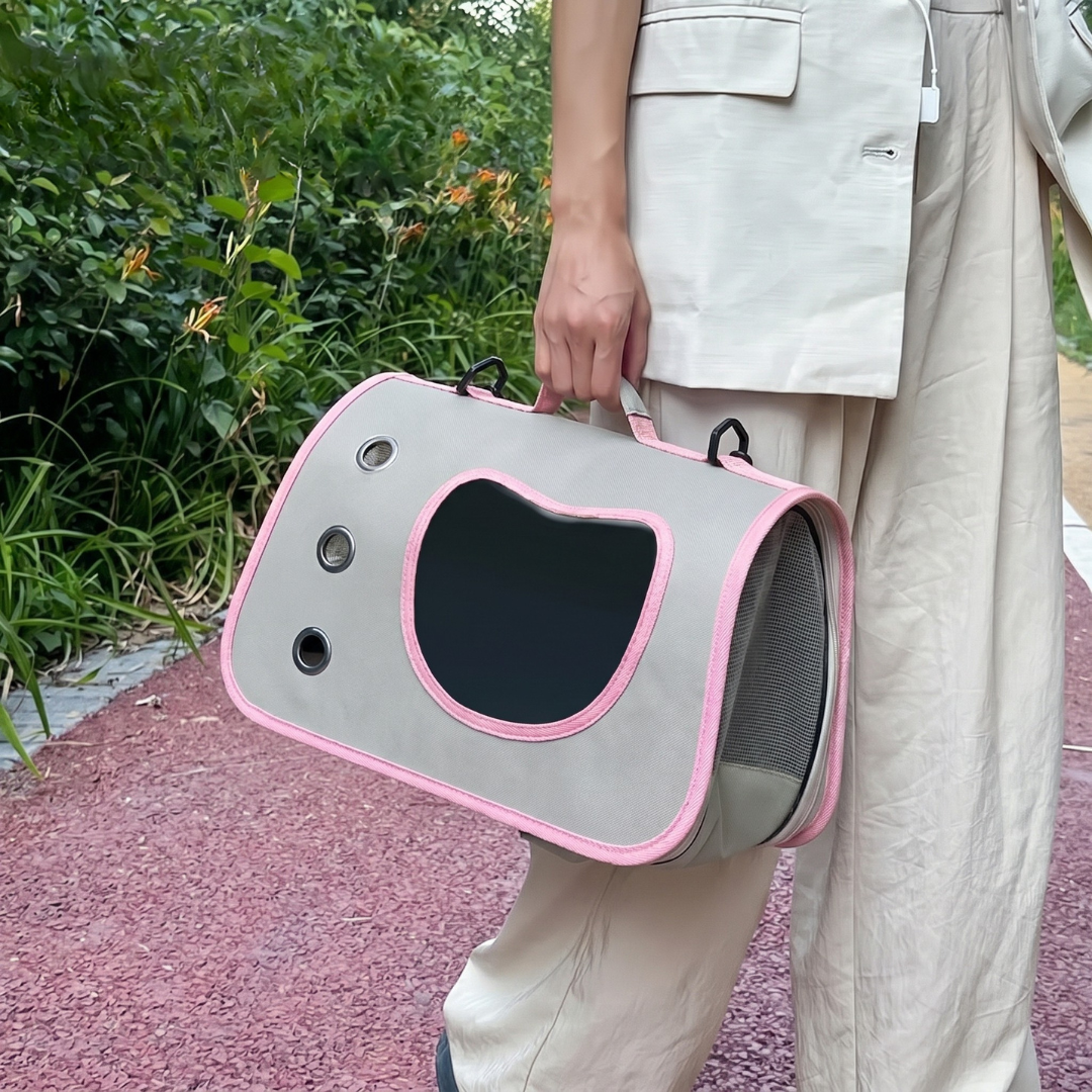 Portable Oxford Pet Carrier Bag Breathable Travel Bag for Small Dogs and Cats - Pink