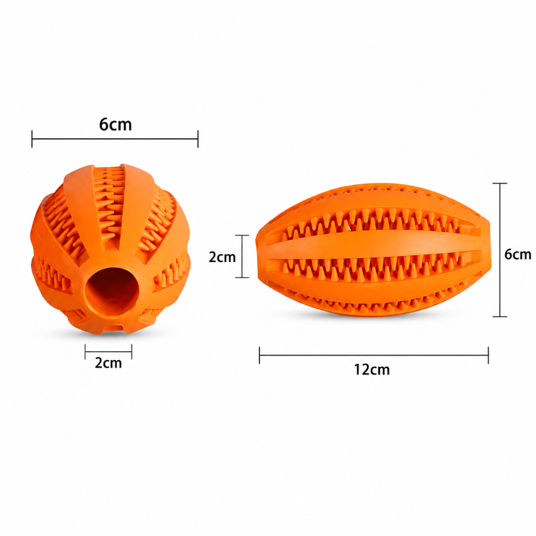 Interactive Natural Rubber Dog Snack Ball with Treat Holder and Bouncy Design - Orange