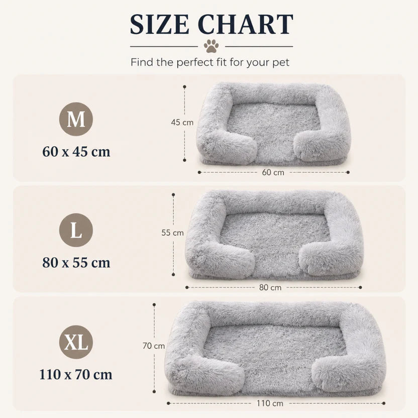 Plush Pet Sofa Bed Square Cushion Removable Mat for Cats and Dogs - Light Grey