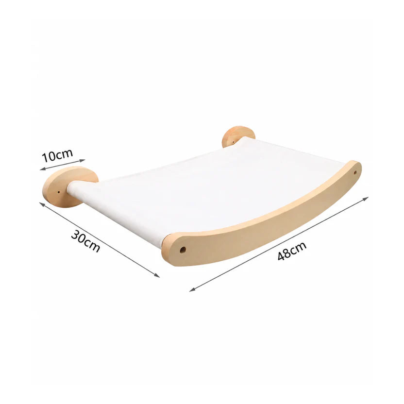 Wooden Cat Wall Perch Shelf with Hammock Indoor Climbing Platform