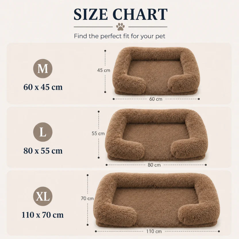 Square Pet Cushion Bed Thick Plush Sofa Style Mat for Indoor Cats and Dogs - Khaki