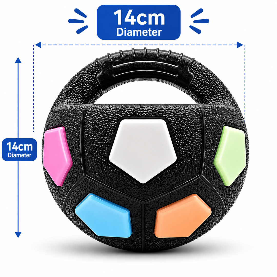 Interactive Soccer Ball Dog Toy with Handle Durable Throw and Fetch Toy - Black