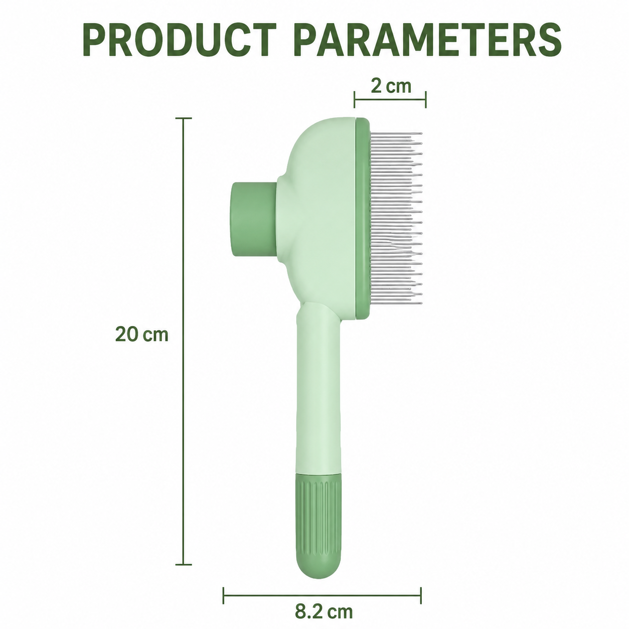 One Button Pet Grooming Brush Dog Cat Deshedding Comb with Self Cleaning Design - Green