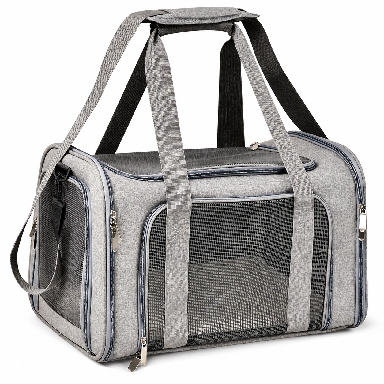 Collapsible Pet Carrier Bag for Small and Medium Cats Dogs with Mesh Travel Bag - Grey
