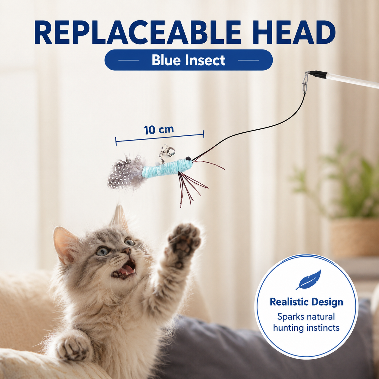 Dragonfly Feather Cat Toy Replacement Head Interactive Teaser Attachment for Cats