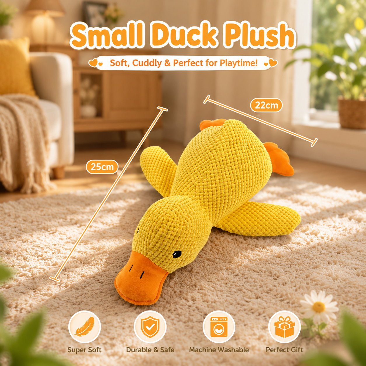 Interactive Duck Plush Dog Toy Squeak Chew Toy for Small and Medium Dogs