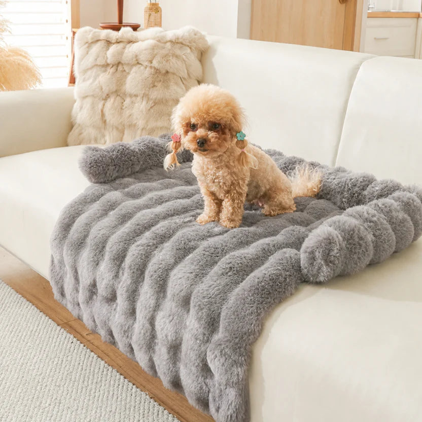 Pet Cushion Mat Soft Plush Pad for Cats and Small to Medium Dogs Indoor Use - Grey
