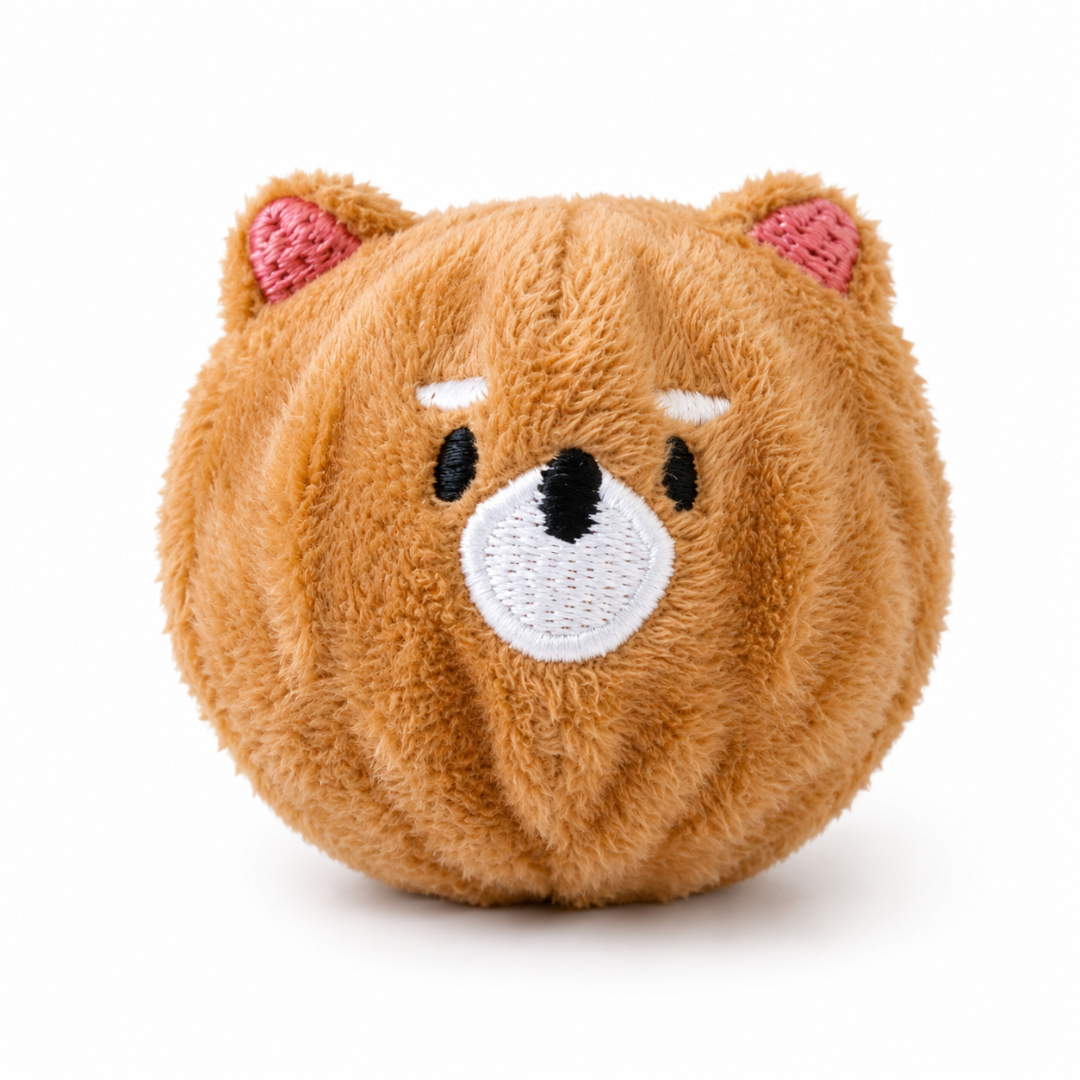Squeaky Spiked Pet Ball Toy Interactive Chew and Play Toy for Small Dogs and Cats - Brown