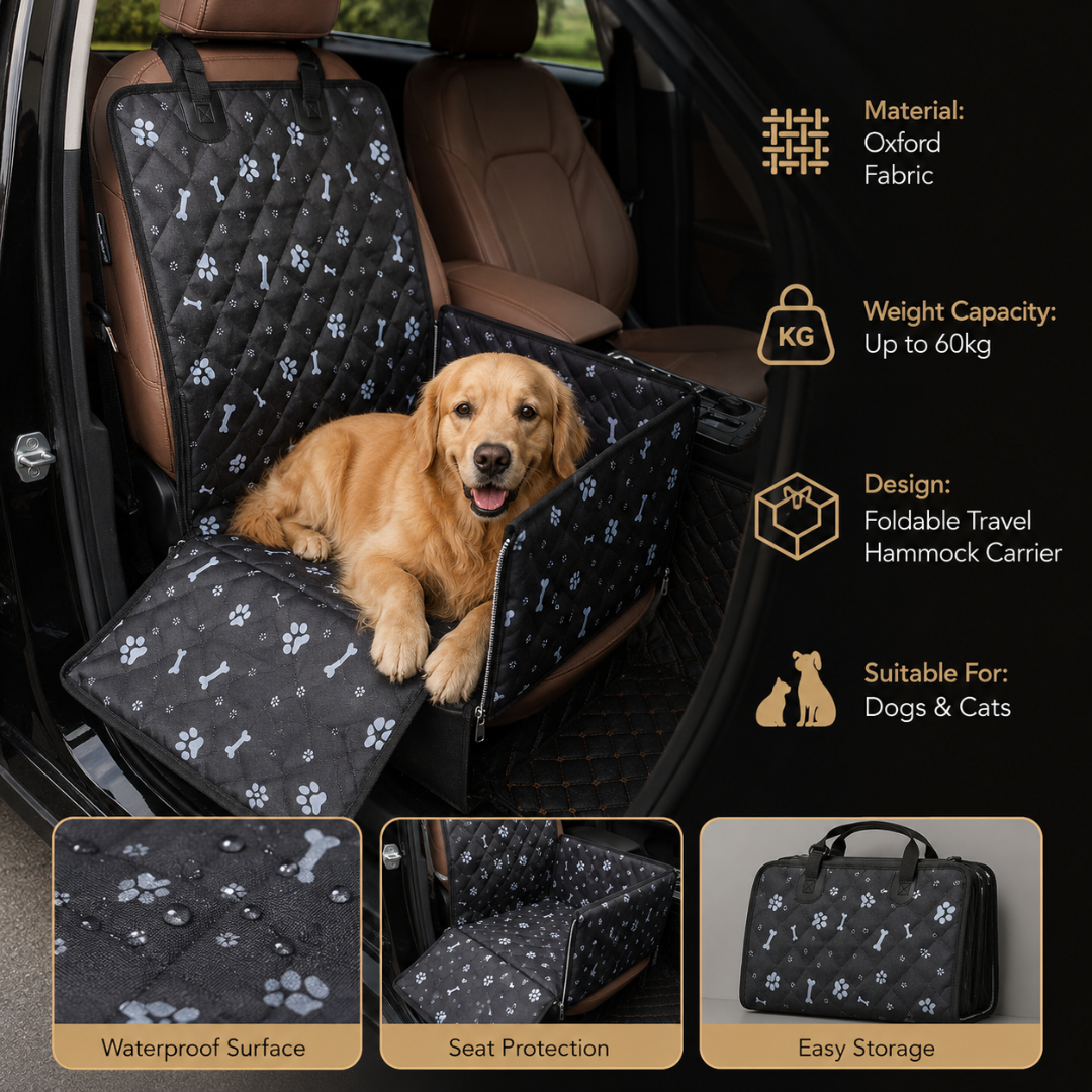 Heavy Duty Pet Car Travel Carrier Hammock Waterproof Foldable Seat Cover for Pets