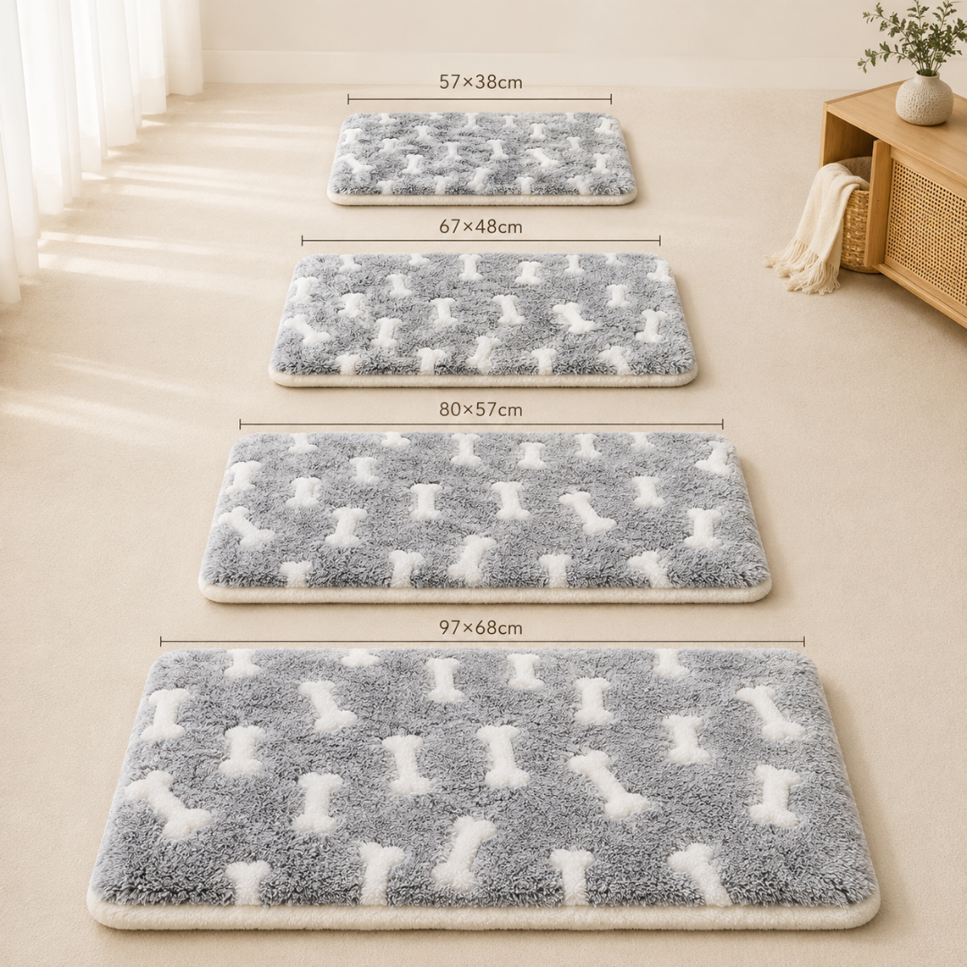 Washable Pet Blanket Mat Printed Coral Fleece Cushion for Dogs and Cats - Light Grey