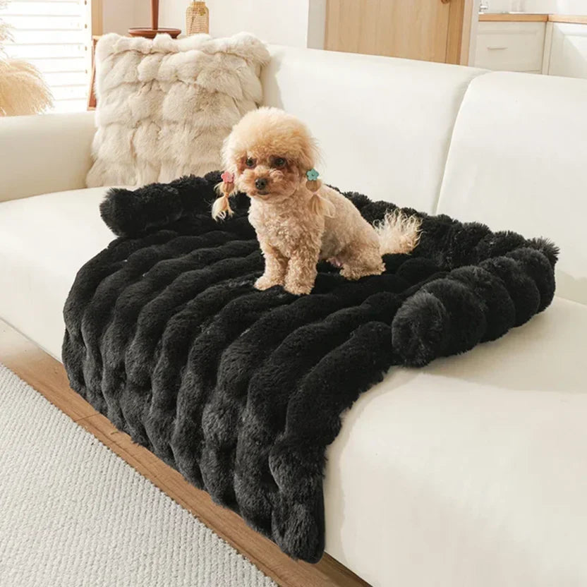 Soft Pet Mattress Plush Coral Fleece Bed Mat for Cats and Small to Medium Dogs - Black
