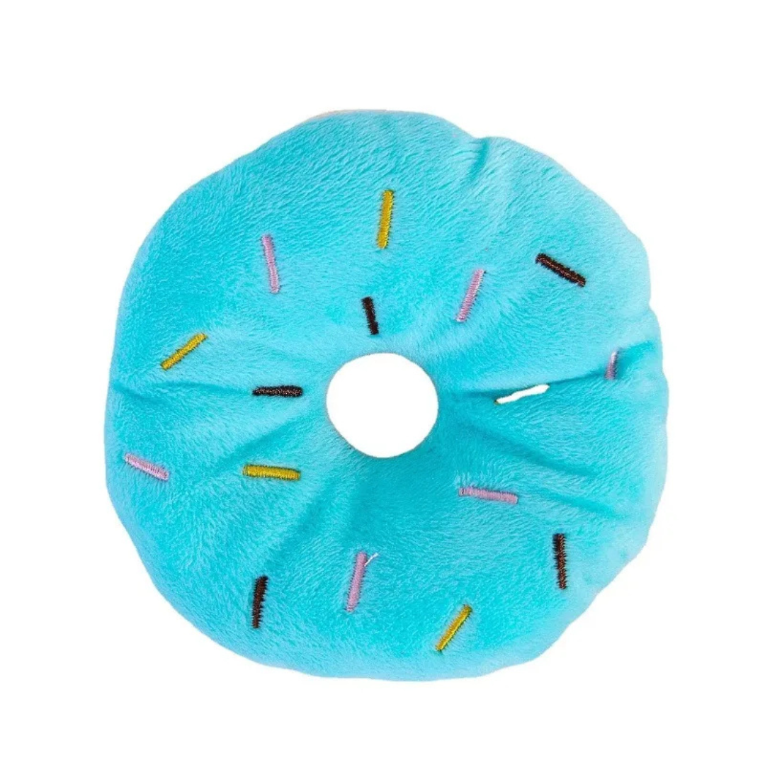 Plush Donut Dog Toy with Squeaky Sound Interactive Chew Toy for Small and Medium Dogs