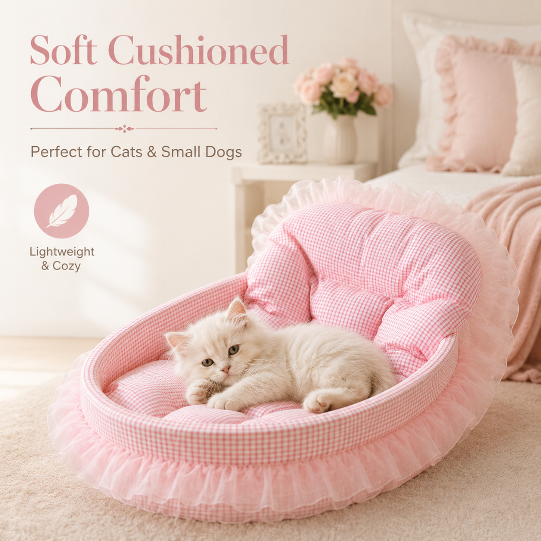 Plush Round Pet Bed Sofa Cushion for Cats and Small Dogs Indoor - Pink