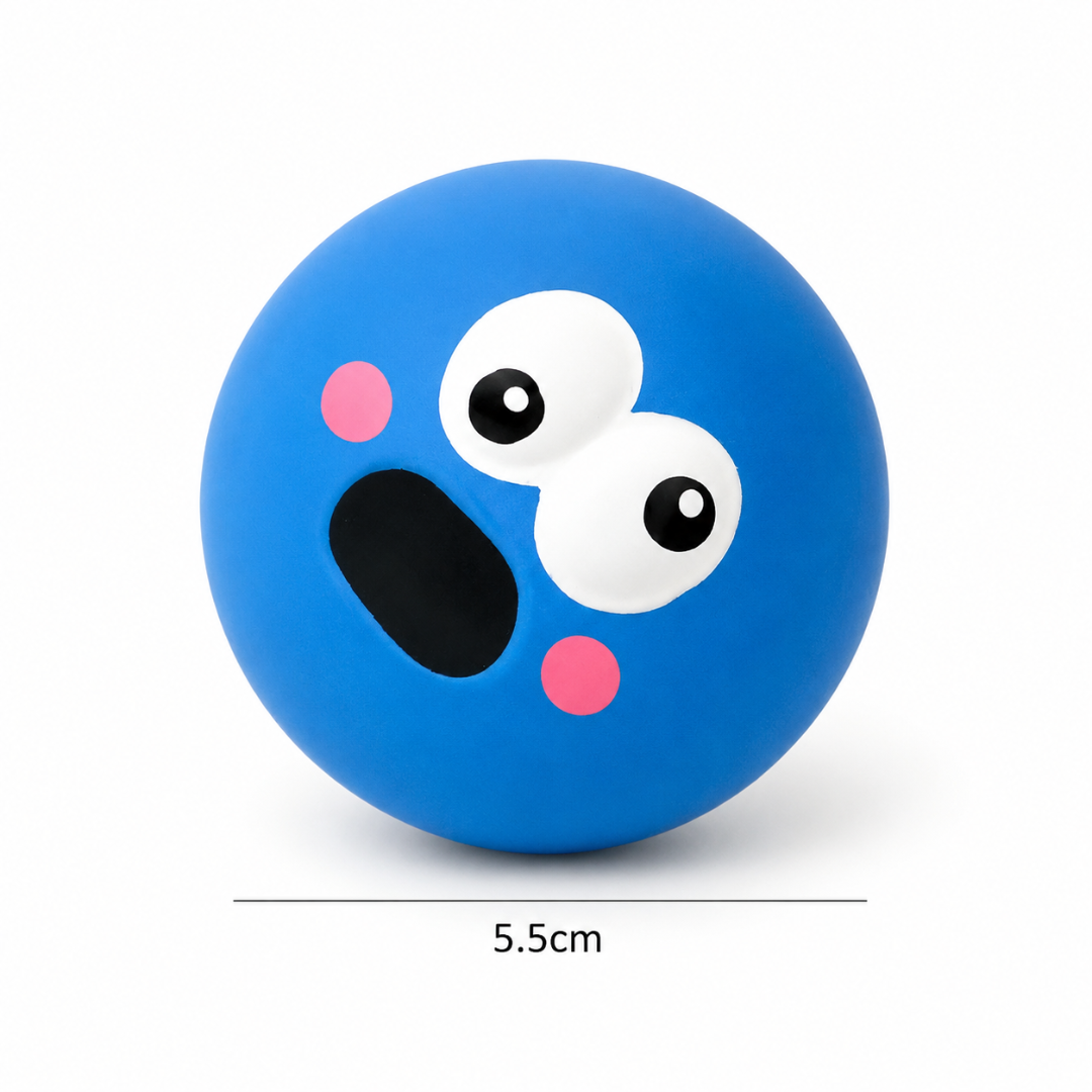 Squeaky Rubber Dog Ball Bite Resistant Chew Toy for Interactive Play - Blue