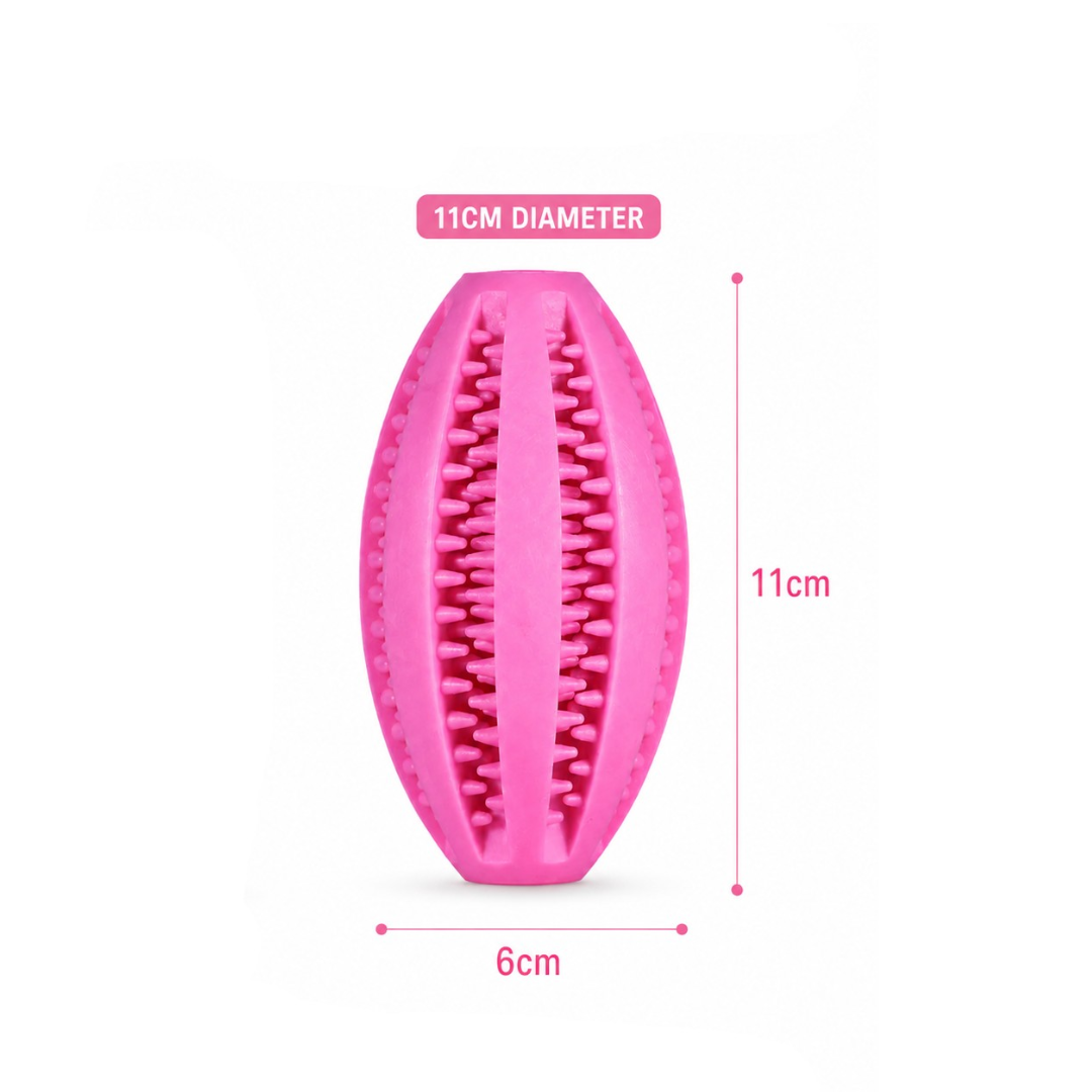 Interactive Natural Rubber Snack Ball Dog Chew Toy with Treat Holder and Bouncy Design - Pink