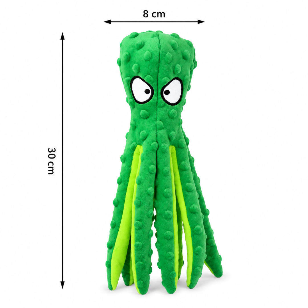 Interactive Octopus Squeaky Dog Toy with Crinkle Legs for Puppies and Small Dogs - Green