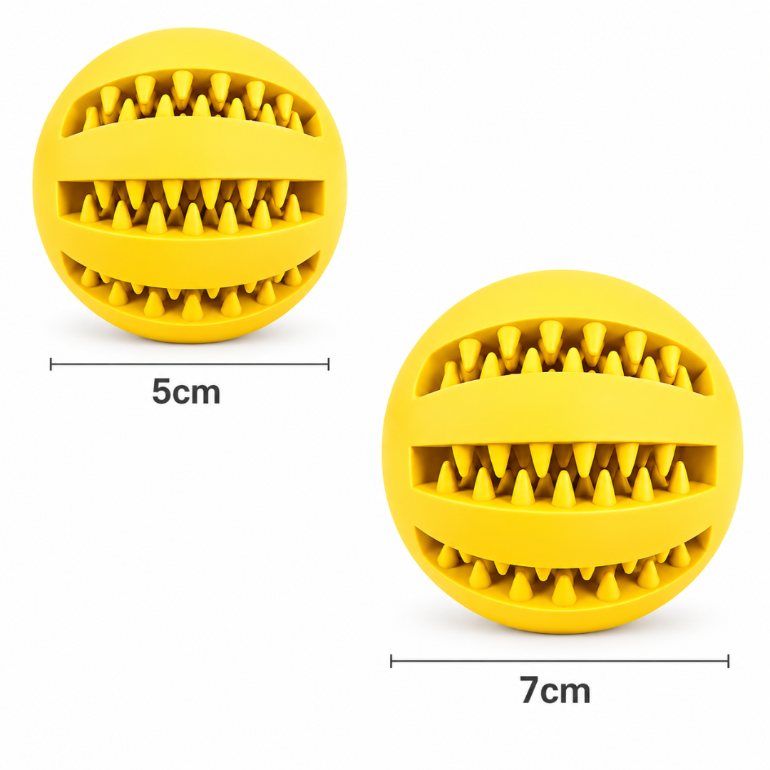 Bite Resistant Dog Treat Ball Interactive Food Dispensing Chew Toy for Dogs and Puppies - Yellow