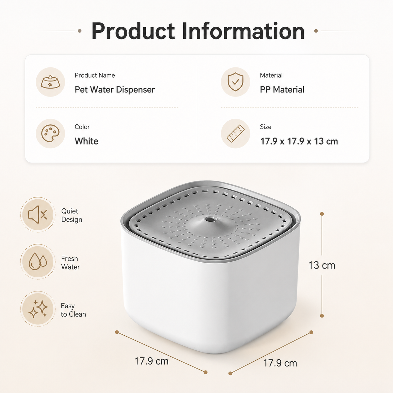 3L Large Capacity Pet Water Fountain USB Powered Circulating Water Dispenser for Cats and Dogs