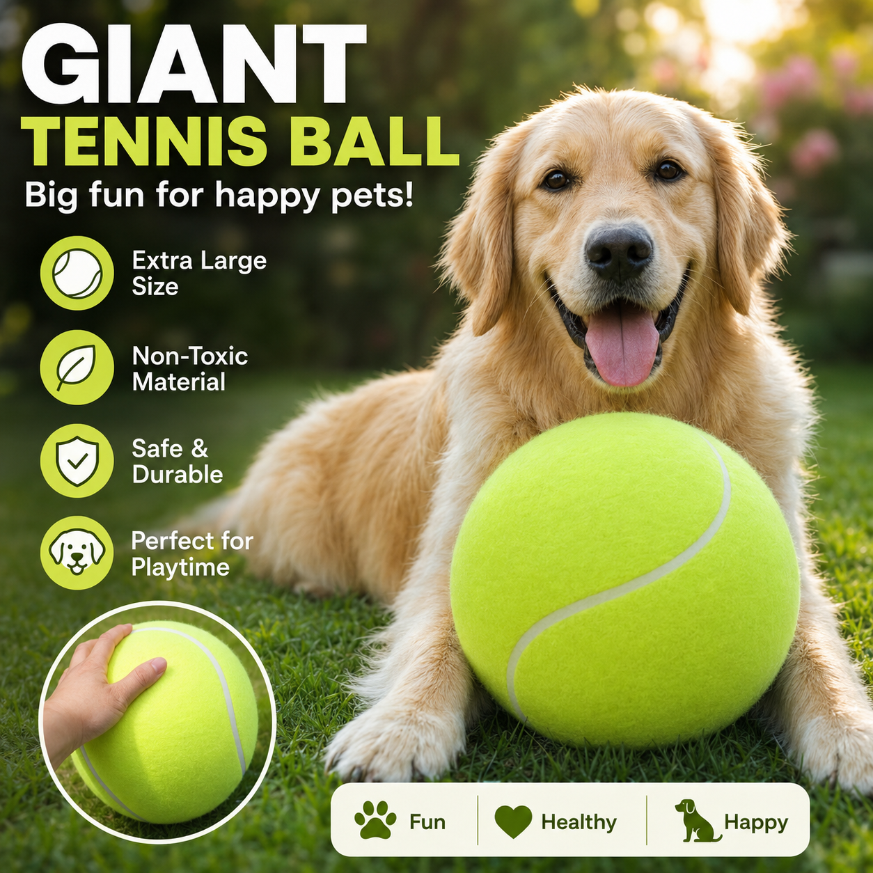 24 CM Giant Tennis Interactive Fetch Play Ball for Dogs