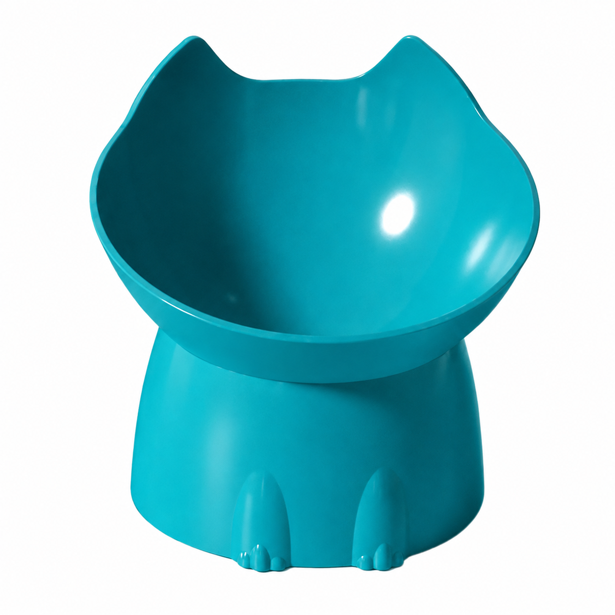 Elevated Pet Feeding Bowl for Cats Anti Tip Tilted Food and Water Dish - Teal