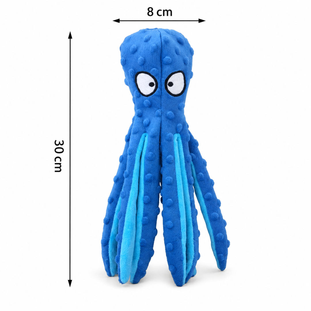 Octopus Squeaky Dog Toy with Crinkle Legs for Puppies and Small Dogs - Blue