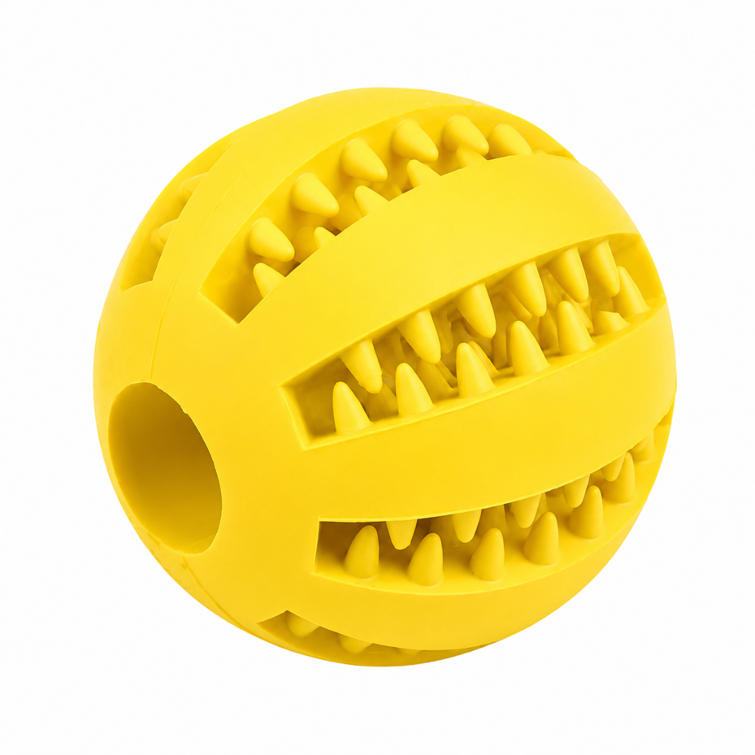Bite Resistant Dog Treat Ball Interactive Food Dispensing Chew Toy for Dogs and Puppies - Yellow