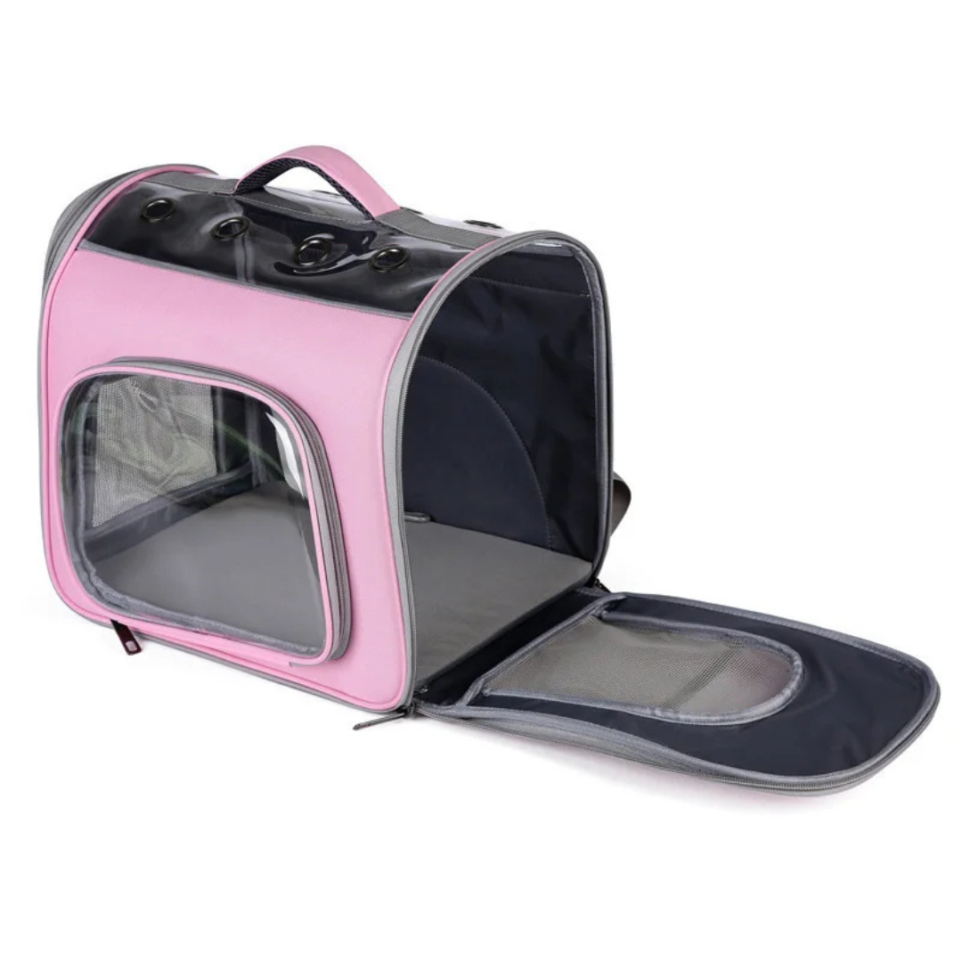 Portable Oxford Pet Backpack Carrier with Ventilation Mesh for Cats and Small Dogs - Pink