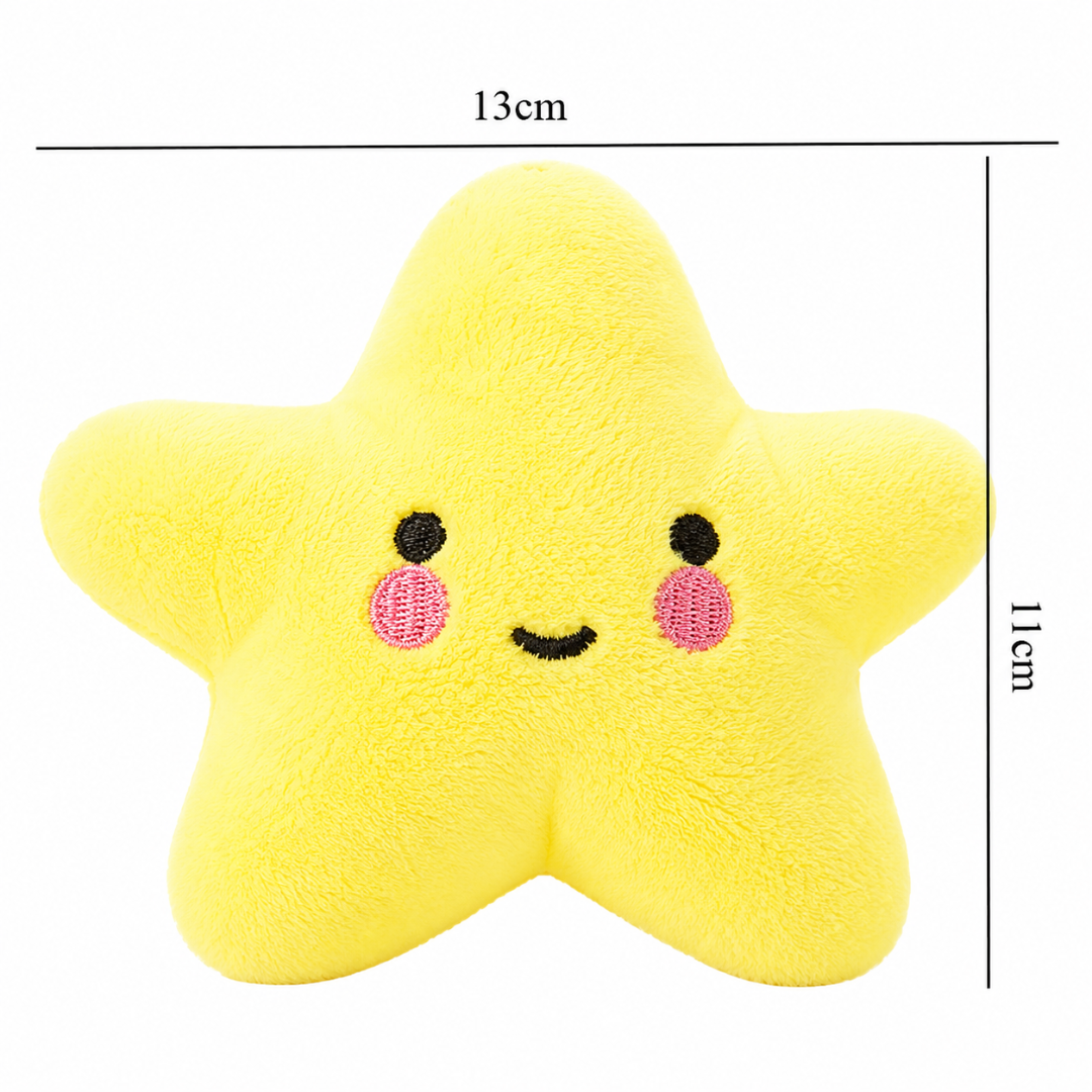 Plush Star Pet Toy with Squeaker Chew Toy for Dogs and Cats - Yellow