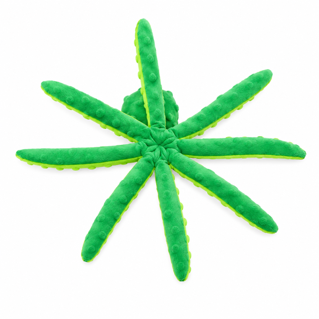 Interactive Octopus Squeaky Dog Toy with Crinkle Legs for Puppies and Small Dogs - Green