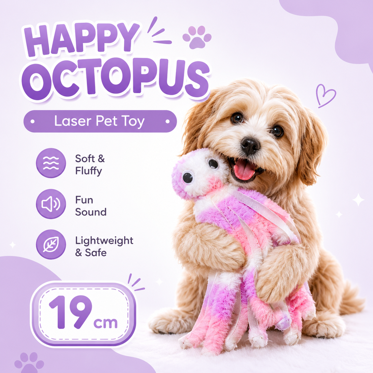 Pink Octopus Plush Cat Toy Small Interactive Pet Play Toy for Cats and Kittens