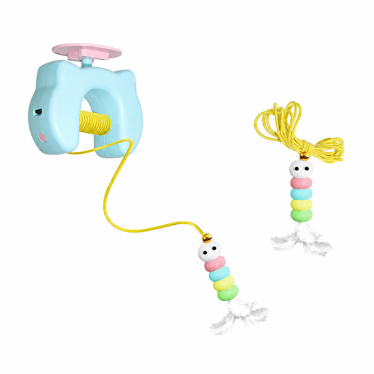 Rechargeable Electric Cat Toy Auto Moving Feather Teaser with 2 Ropes Blue